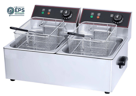 20 kg de paquete Peso bruto de acero inoxidable Fritera industrial automática de doble depósito