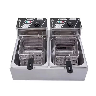 Fritadora eléctrica de doble canasta de control de botones para freír simultáneamente en cocinas ocupadas