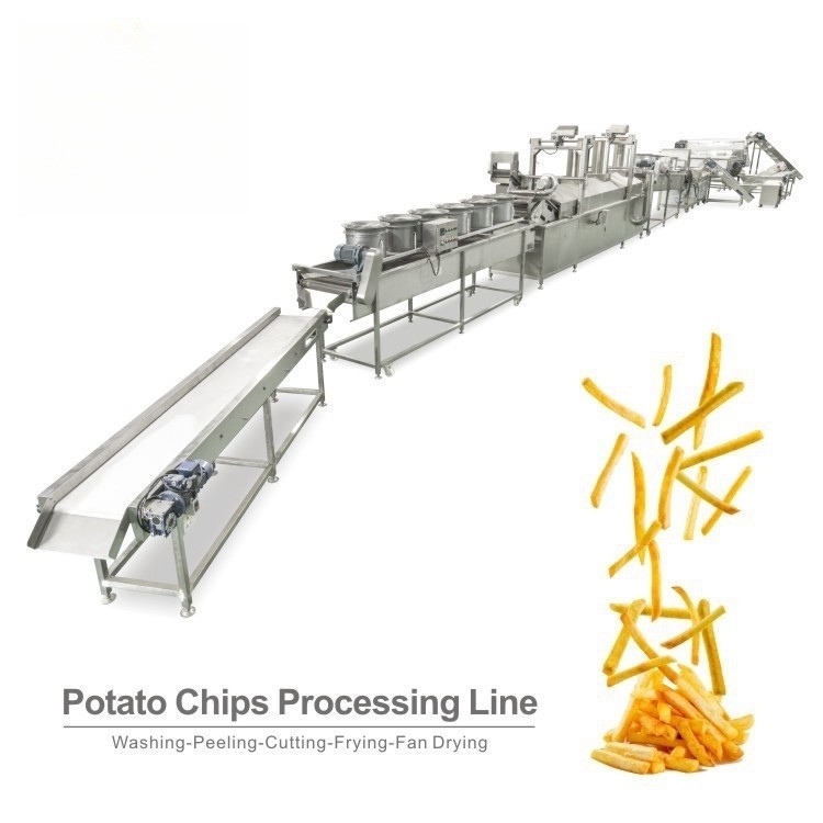 Línea automática de fritura de patatas de 200 kg y 300 kg para producción a escala industrial