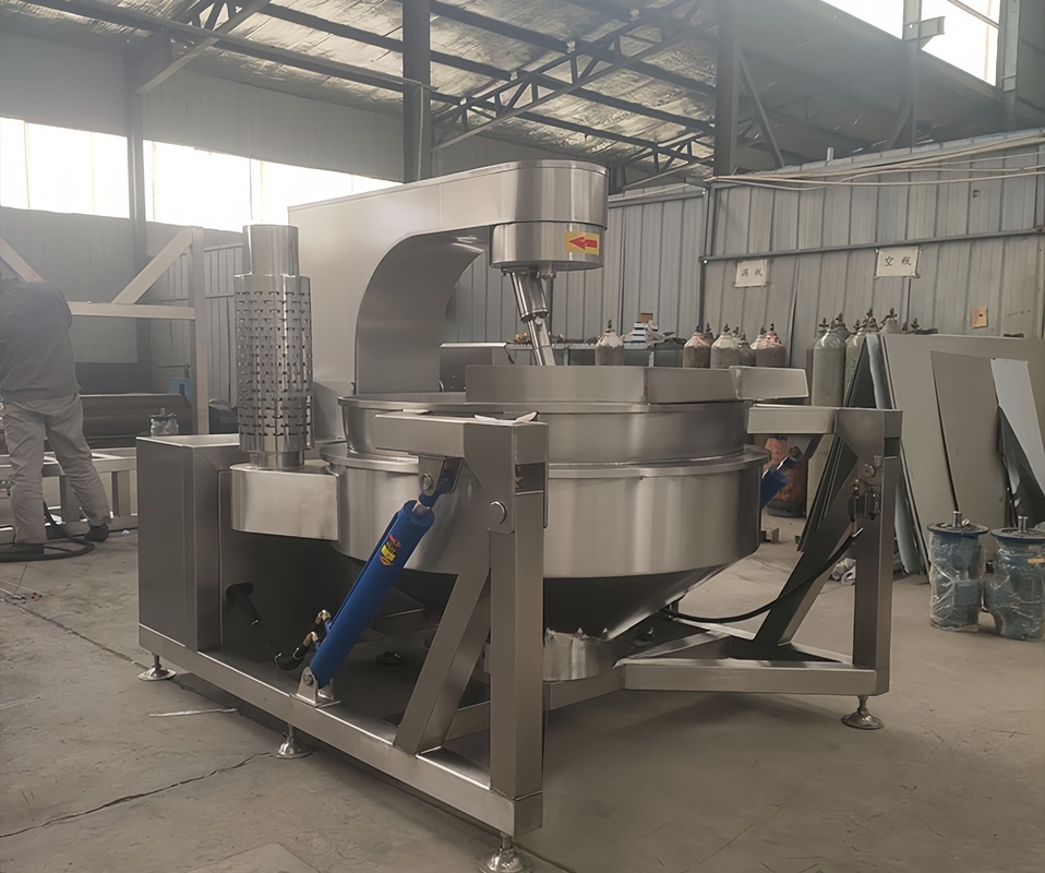 Máquina de mezcla de cocción horizontal con vacío de inclinación automática para pasta de alimentos y rendimiento